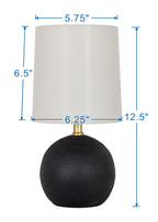 AVERO™ (3 Pack) 12.5 Mini Black Wood Ball Table Lamp with White Fabric Shade - AVERO™
