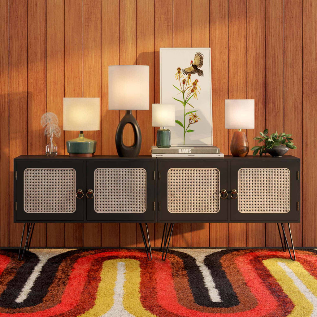 AVERO™ 17 in Mid-Century Green Ceramic Table Lamp with Wood Base - AVERO™