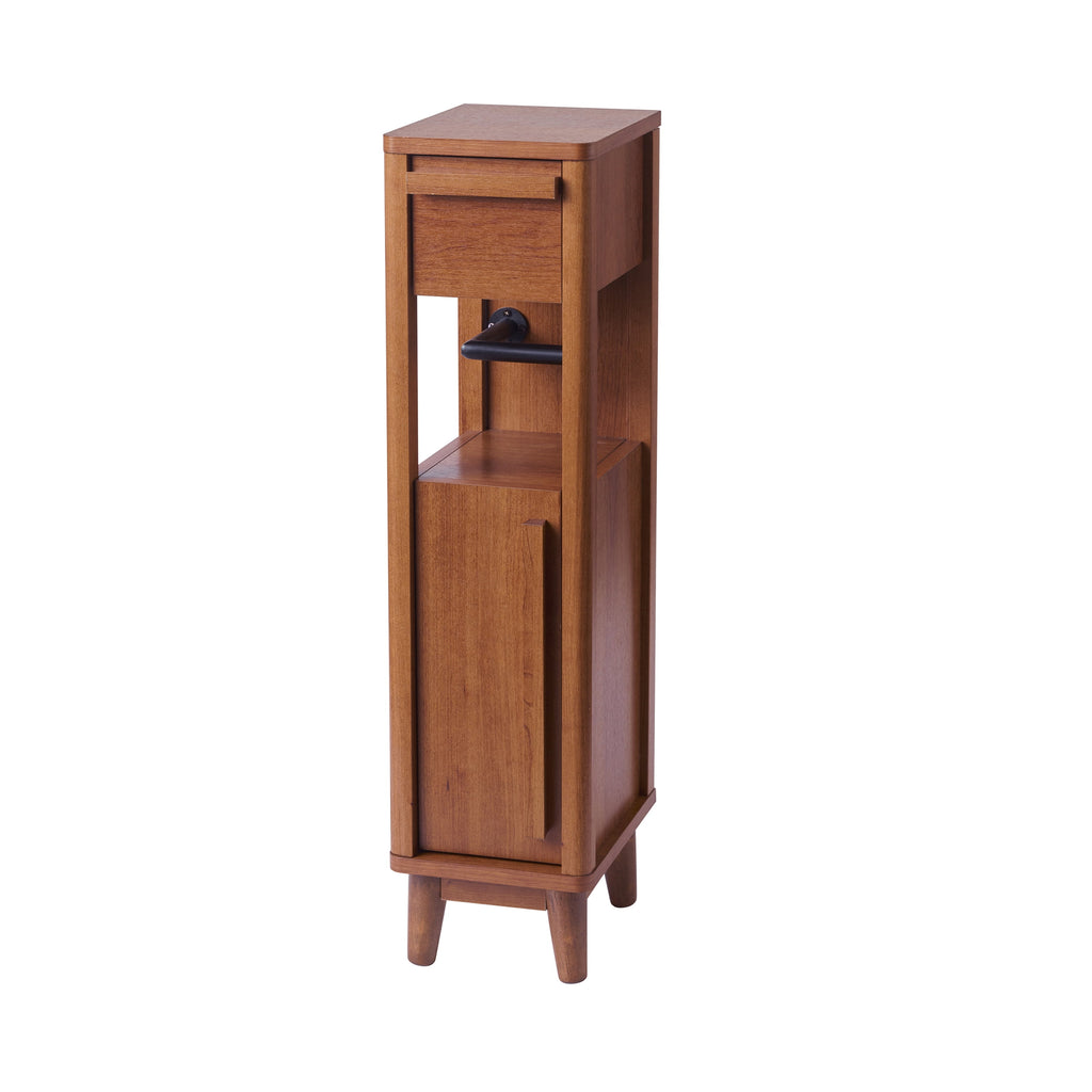 AVERO™ Greyson Slim Bathroom Storage Cabinet with Toilet Paper Holder, Walnut Finish - AVERO™