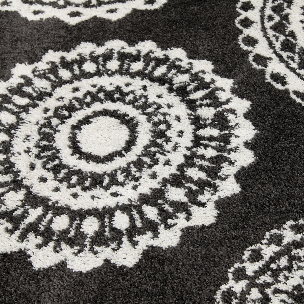 AVERO™ 9'X12' Charcoal Gray Medallion Shag Indoor Area Rug - AVERO™