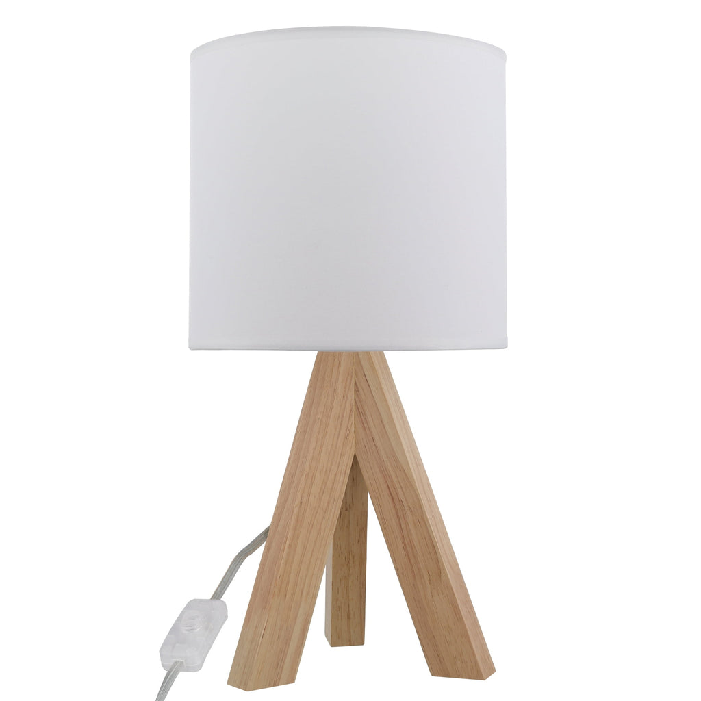 AVERO™ (2 pack) Tripod Table Lamp with Oak Finish and White Shade, 16.75 in H, One Size - AVERO™