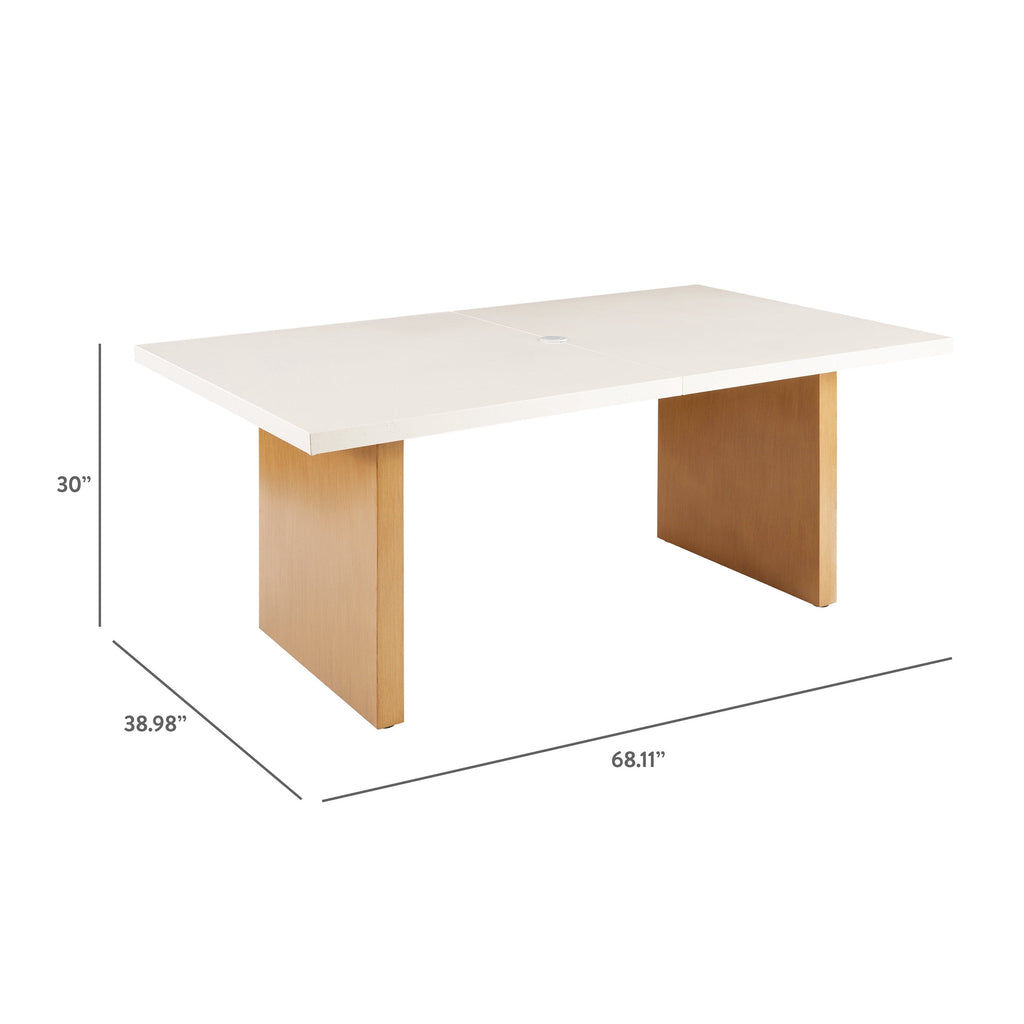AVERO™ Vista Steel Metal Top Outdoor Dining Table, Cream Stone Metal Top with Teak Legs - AVERO™