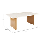 AVERO™ Vista Steel Metal Top Outdoor Dining Table, Cream Stone Metal Top with Teak Legs - AVERO™