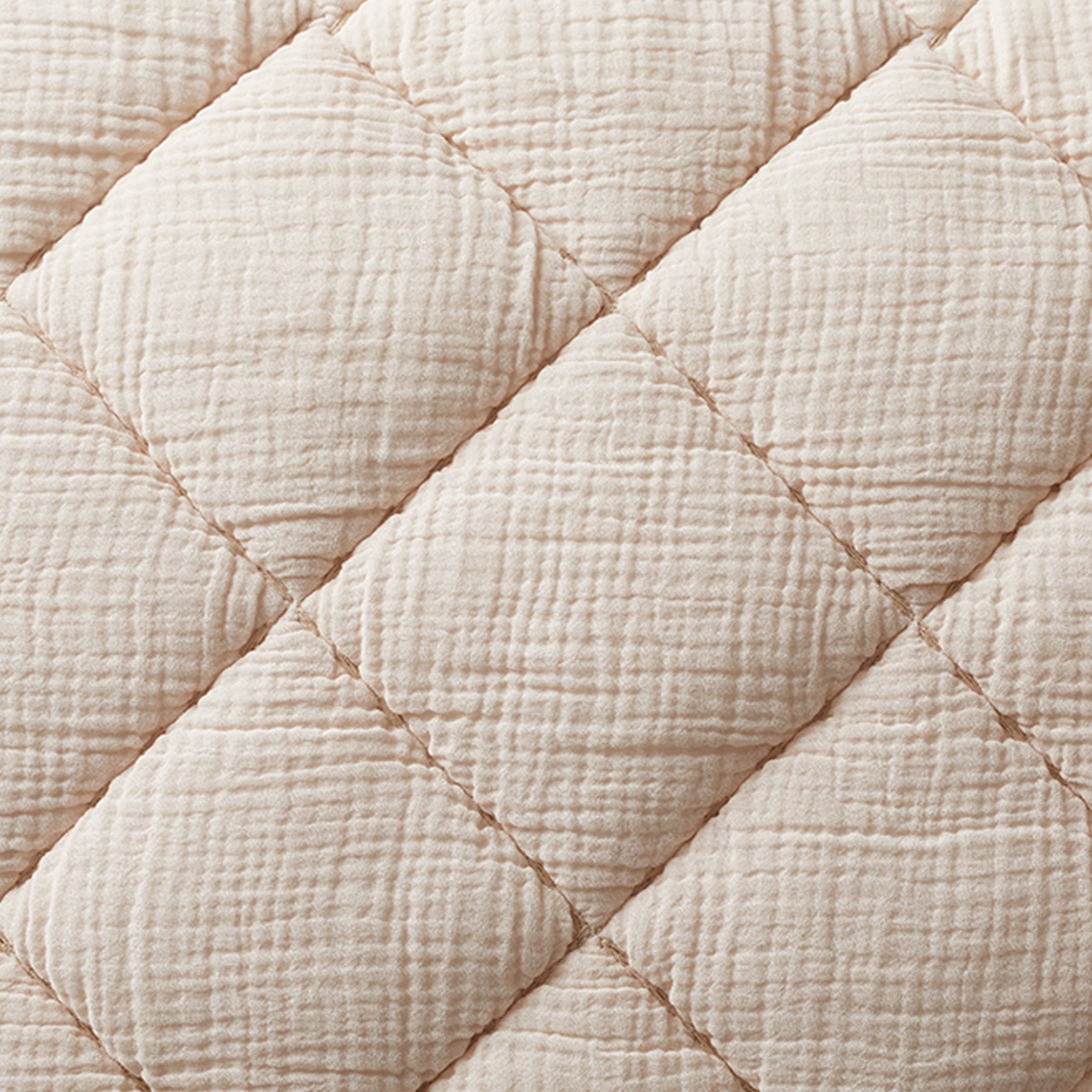 AVERO™ Papyrus Beige Diamond Cotton Gauze Quilt, King - Breathable Cotton Bedding - AVERO™