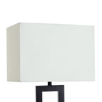 AVERO™ 18 in Metal Windowpane Table Lamp, Black Finish with Faux Wood Base - AVERO™