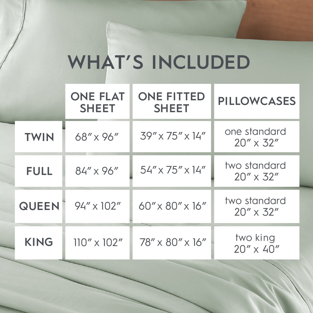 AVERO™ 4-Piece 300 Thread Count 100% Cotton Sateen Sheet Set, Soft Sea, Queen - AVERO™