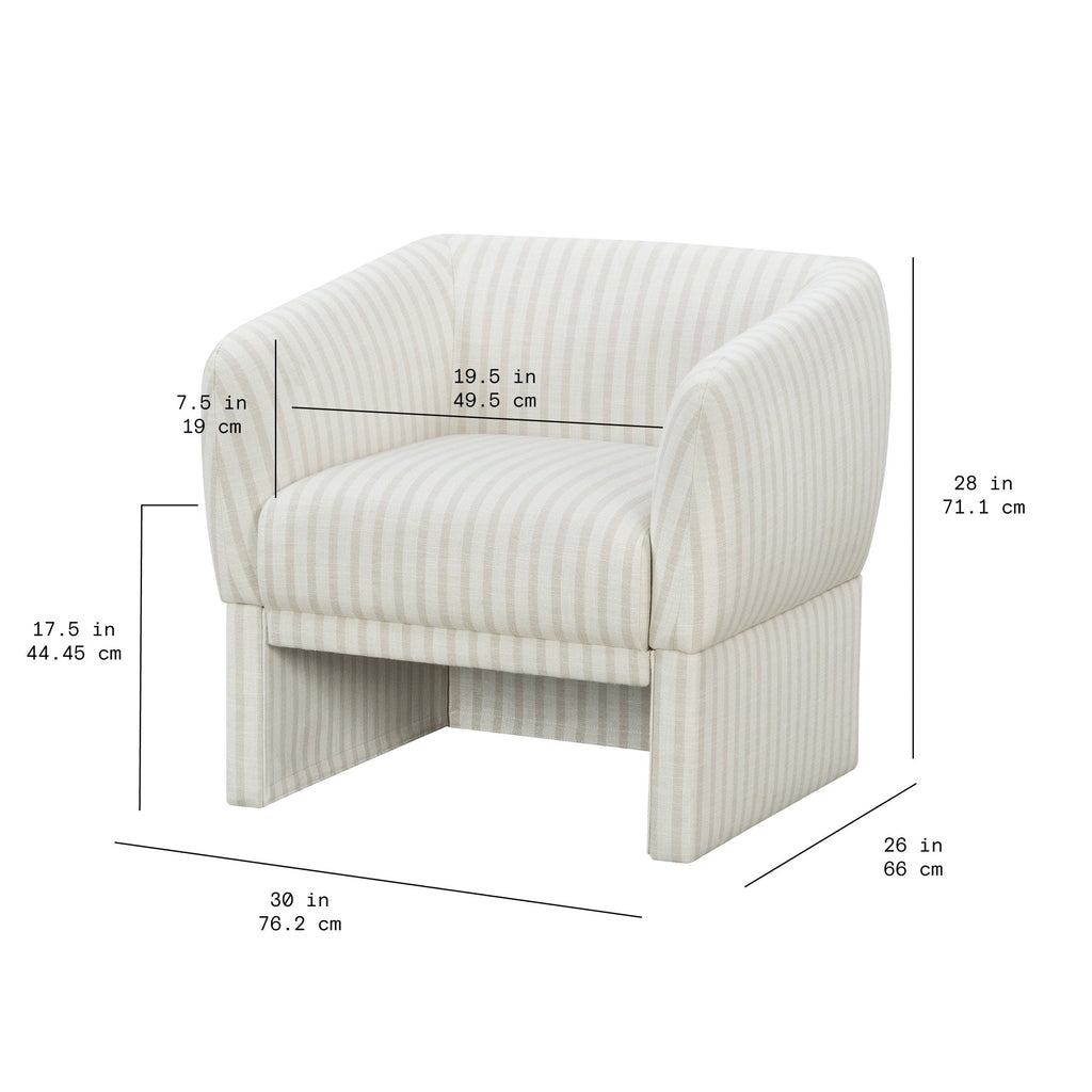 AVERO™ Beautiful Small Space Accent Chair , Beige and White Linen - AVERO™