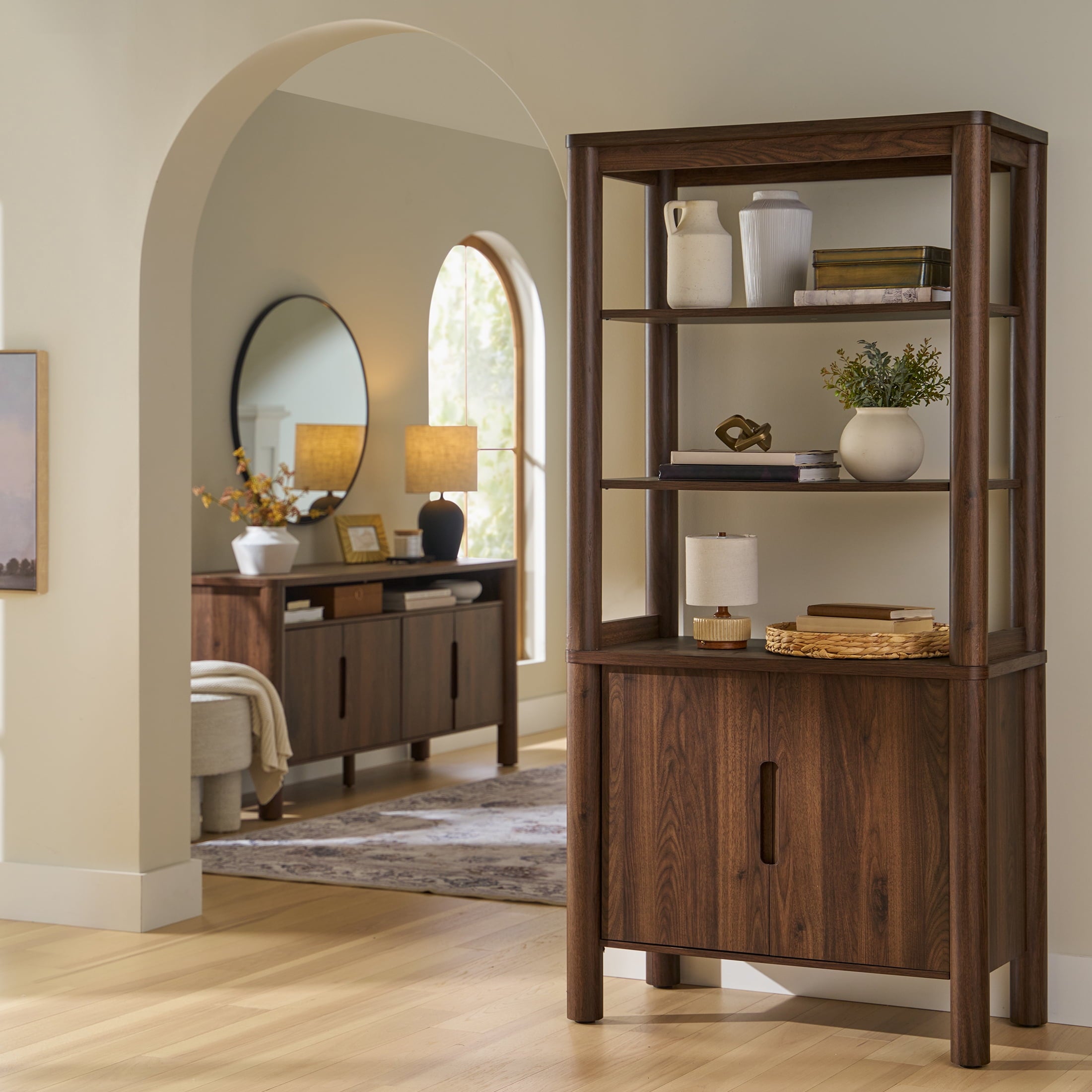 AVERO™ Adlin Bookcase with Doors, Walnut Finish - AVERO™