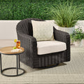 AVERO™ Bellamy Outdoor Motion Chair, Dark Brown Wicker with Cream Cushion - AVERO™