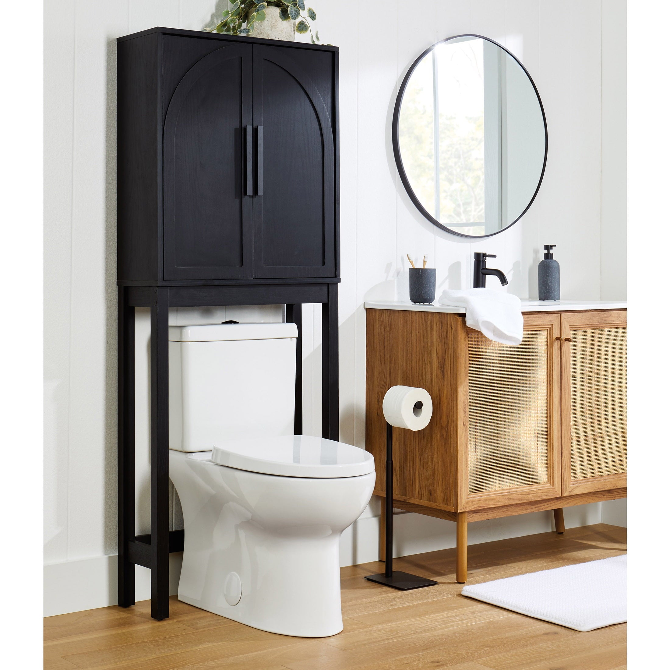 AVERO™ Juliet over-the-Toilet Space Saver Cabinet, 2 Adjustable Shelves, Black - AVERO™