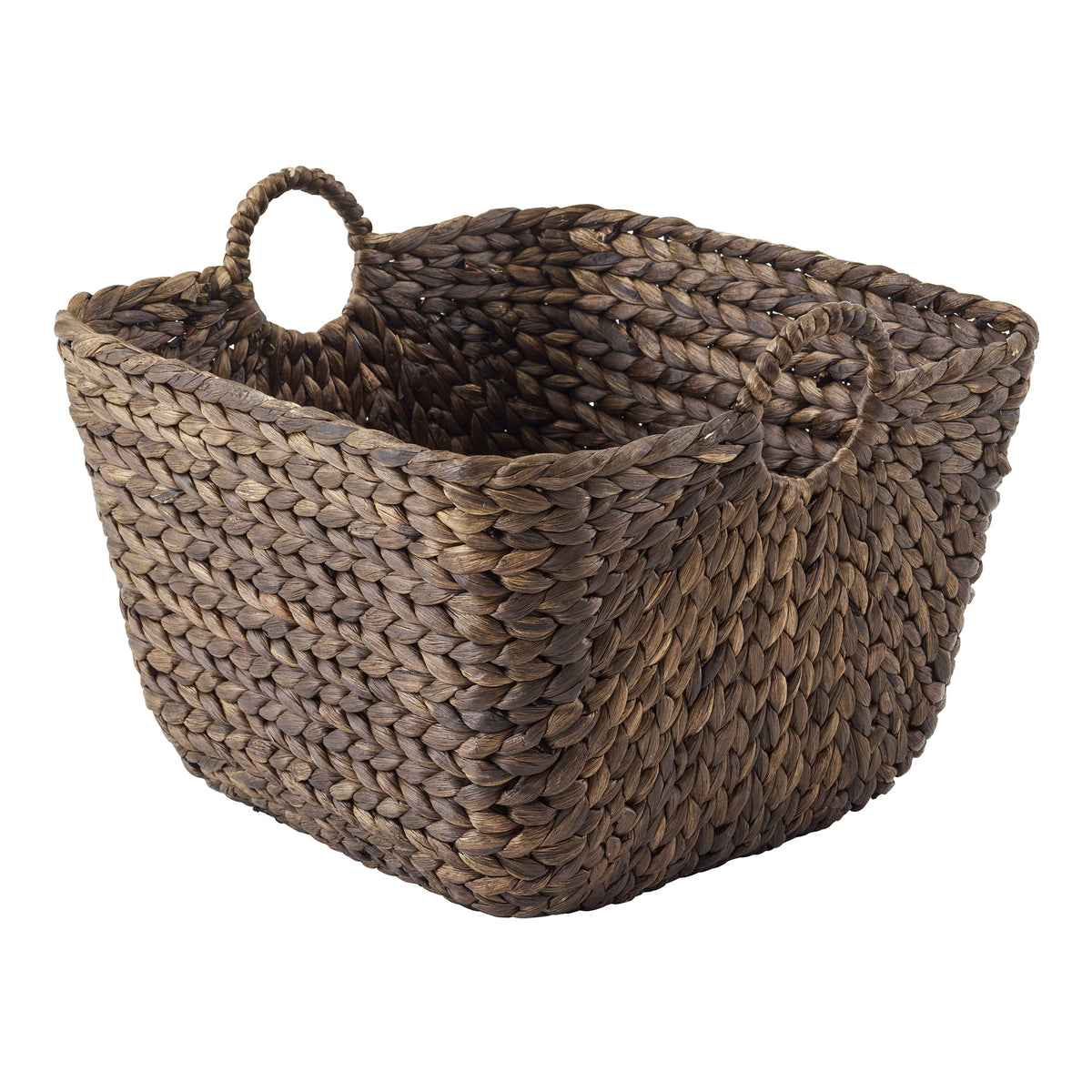 AVERO™ Beachcomber Handwoven Water Hyacinth Storage Basket with Handles, Dark Brown - AVERO™