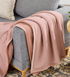 AVERO™ Throw Blanket, Reversible Gauze and Cozy Knit, 50 in x 72 in, Antique Blush - AVERO™