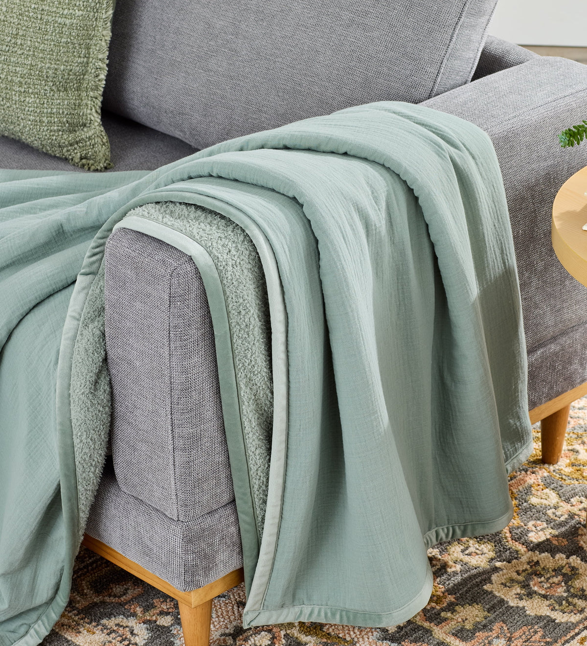 AVERO™ Throw Blanket, Reversible Gauze and Cozy Knit, 50 in x 72 in, Antique Blush