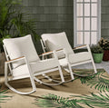 AVERO™ Marlow Outdoor Patio Rocking Chairs, 2-Pack, White Frame with Cream Cushions - AVERO™