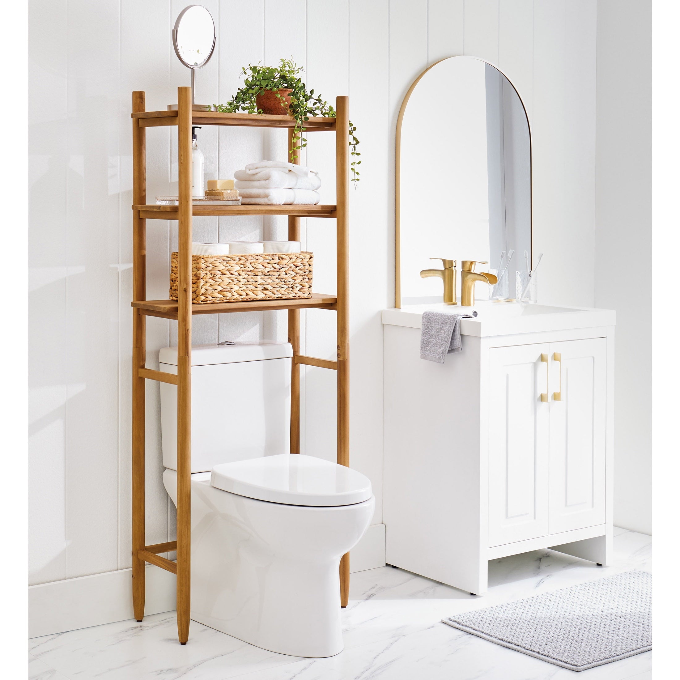 AVERO™ Springwood Acacia Wood over-the-Toilet Space Saver Cabinet, 3 Shelves, Honey - AVERO™