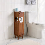 AVERO™ Greyson Slim Bathroom Storage Cabinet with Toilet Paper Holder, Walnut Finish - AVERO™