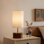 AVERO™ Woodgrain Touch Table Lamp, Walnut and Brushed Brass Finish, 16.25 in - AVERO™