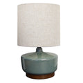 AVERO™ 17 in Mid-Century Green Ceramic Table Lamp with Wood Base - AVERO™