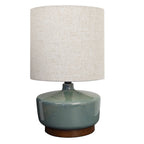 AVERO™ 17 in Mid-Century Green Ceramic Table Lamp with Wood Base - AVERO™