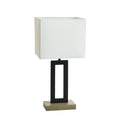 AVERO™ 18 in Metal Windowpane Table Lamp, Black Finish with Faux Wood Base - AVERO™