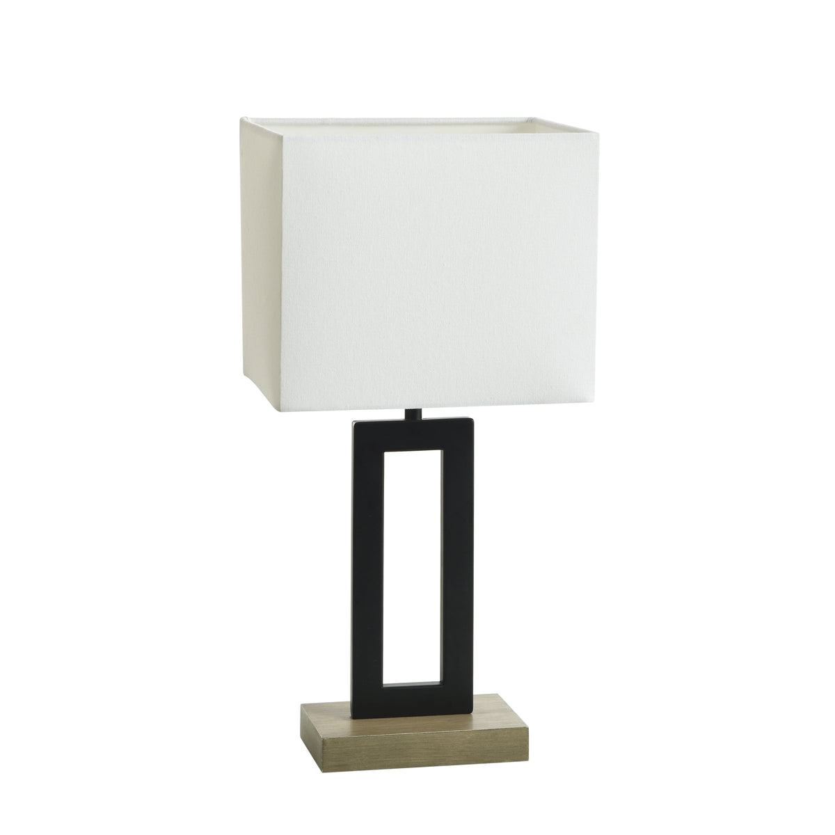 AVERO™ 18 in Metal Windowpane Table Lamp, Black Finish with Faux Wood Base - AVERO™
