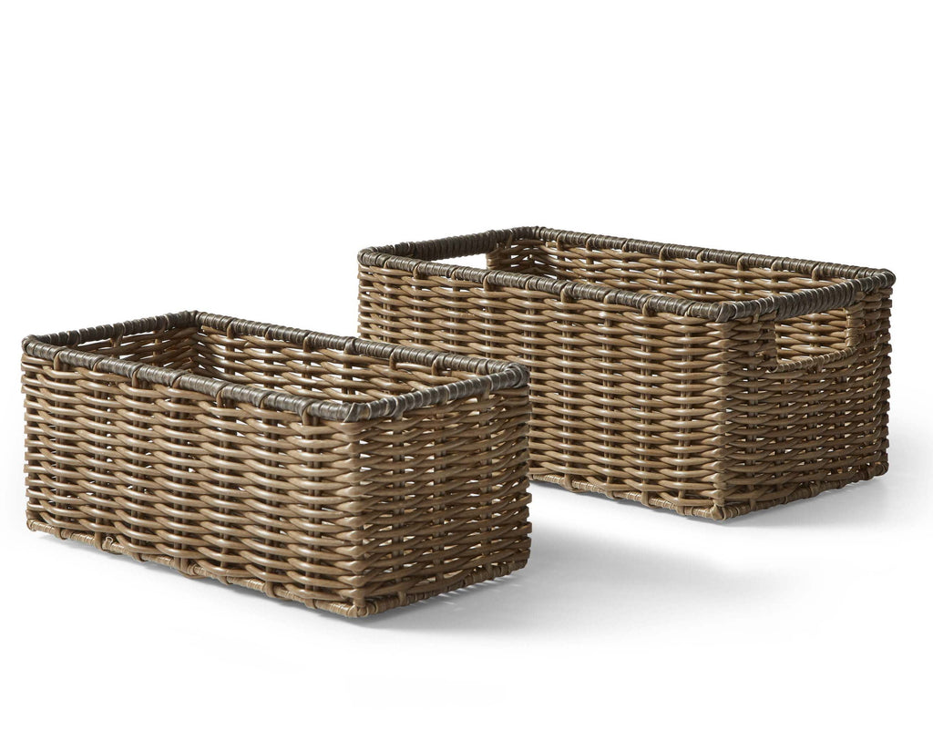AVERO™ 2-Piece Poly Rattan Decorative Storage Basket Set, 13.5 in x 7.5 in x 5.5 in - AVERO™