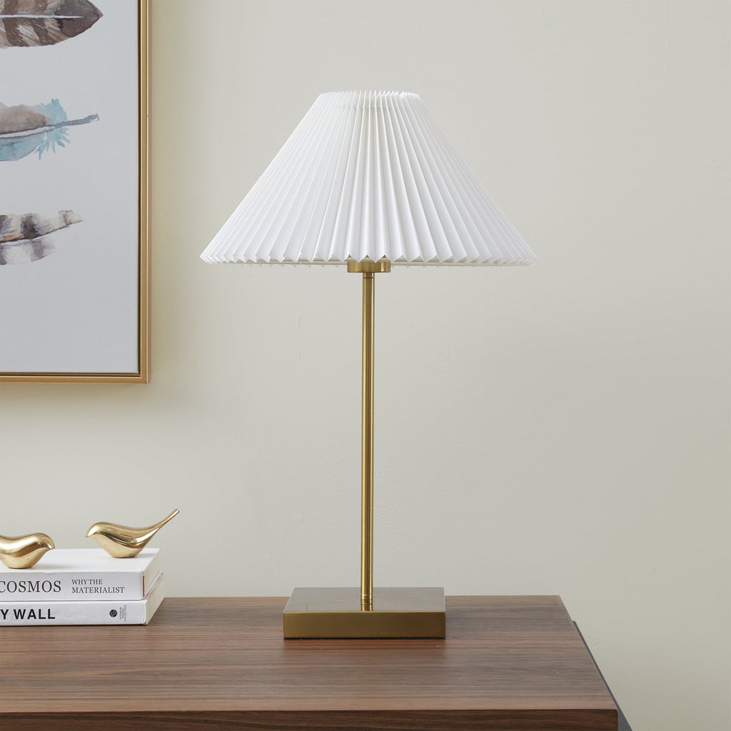 AVERO™ 21" Gold Brass Pleated Shade Table Lamp - AVERO™