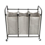 AVERO™ Laundry Sorter and Hamper, Metal Rolling Cart with 3 Removable Fabric Bins, Grey - AVERO™