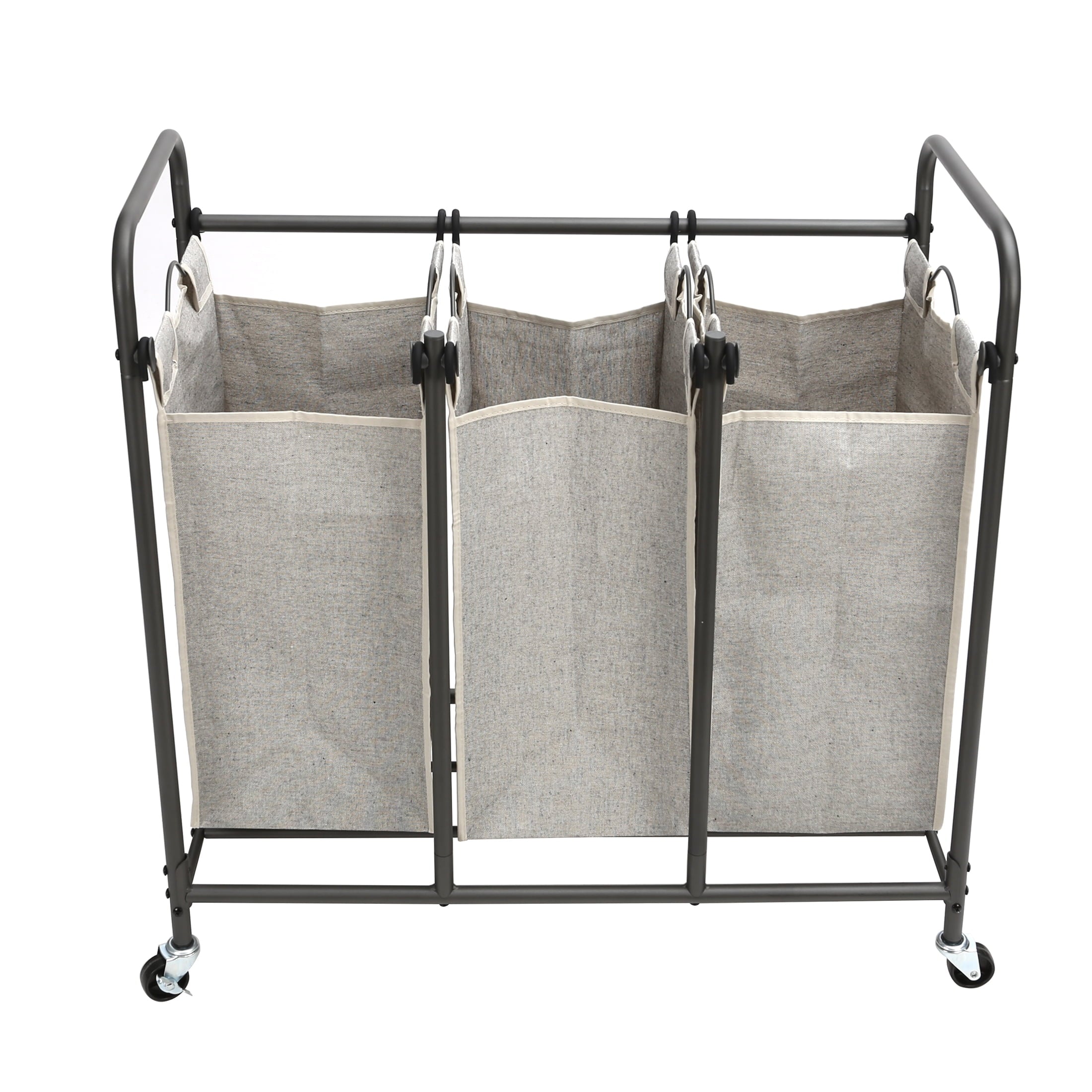 AVERO™ Laundry Sorter and Hamper, Metal Rolling Cart with 3 Removable Fabric Bins, Grey - AVERO™