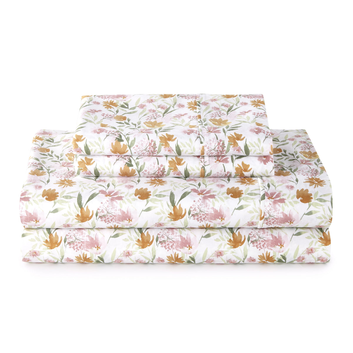 AVERO™ 4-Piece 300 Thread Count Bashful Blooms Cool Cotton Sateen Bed Sheet Set, Queen - Deep Pocket