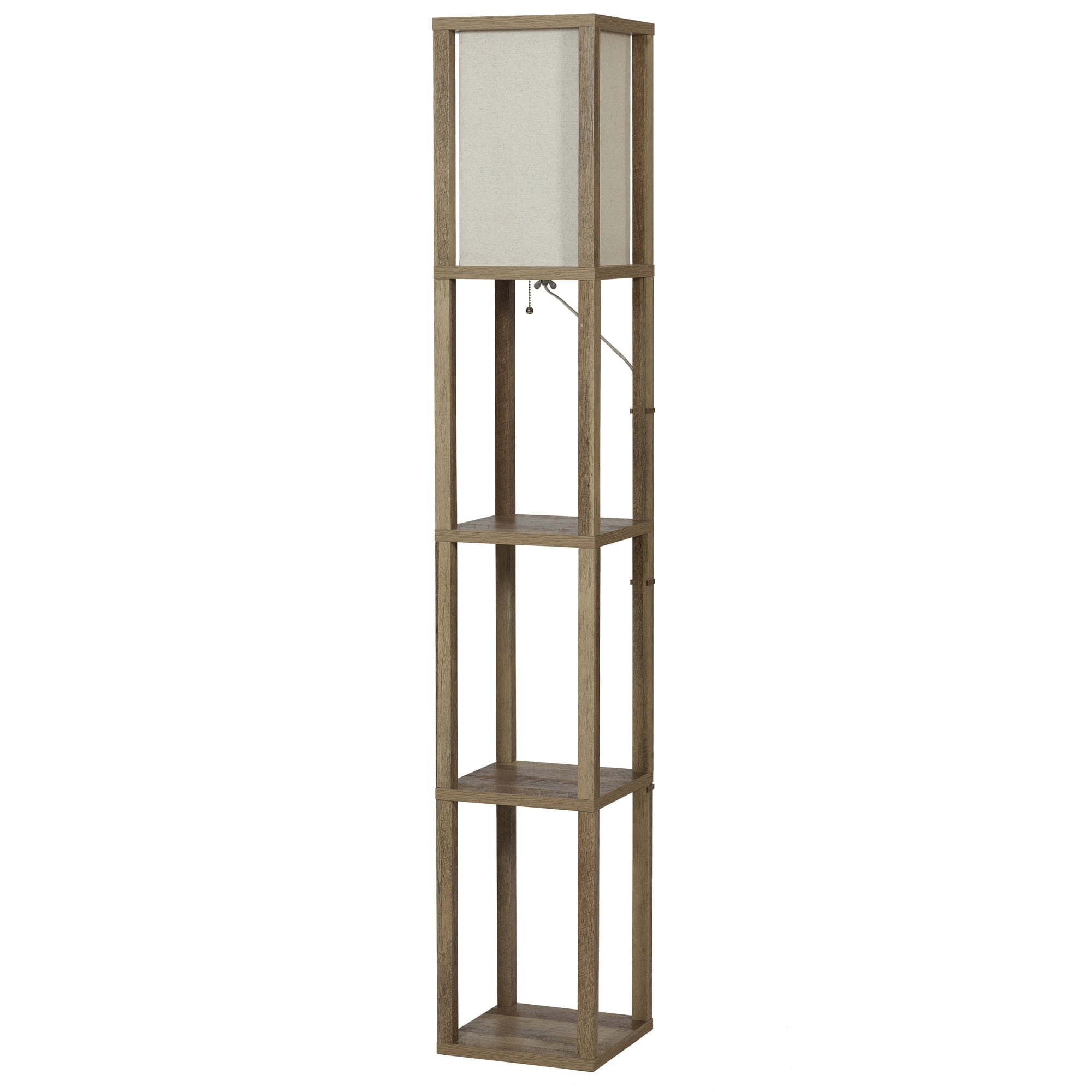AVERO™ 62.25" Modern Pull Chain Weathered Floor Lamp with Natural Square Shade - AVERO™
