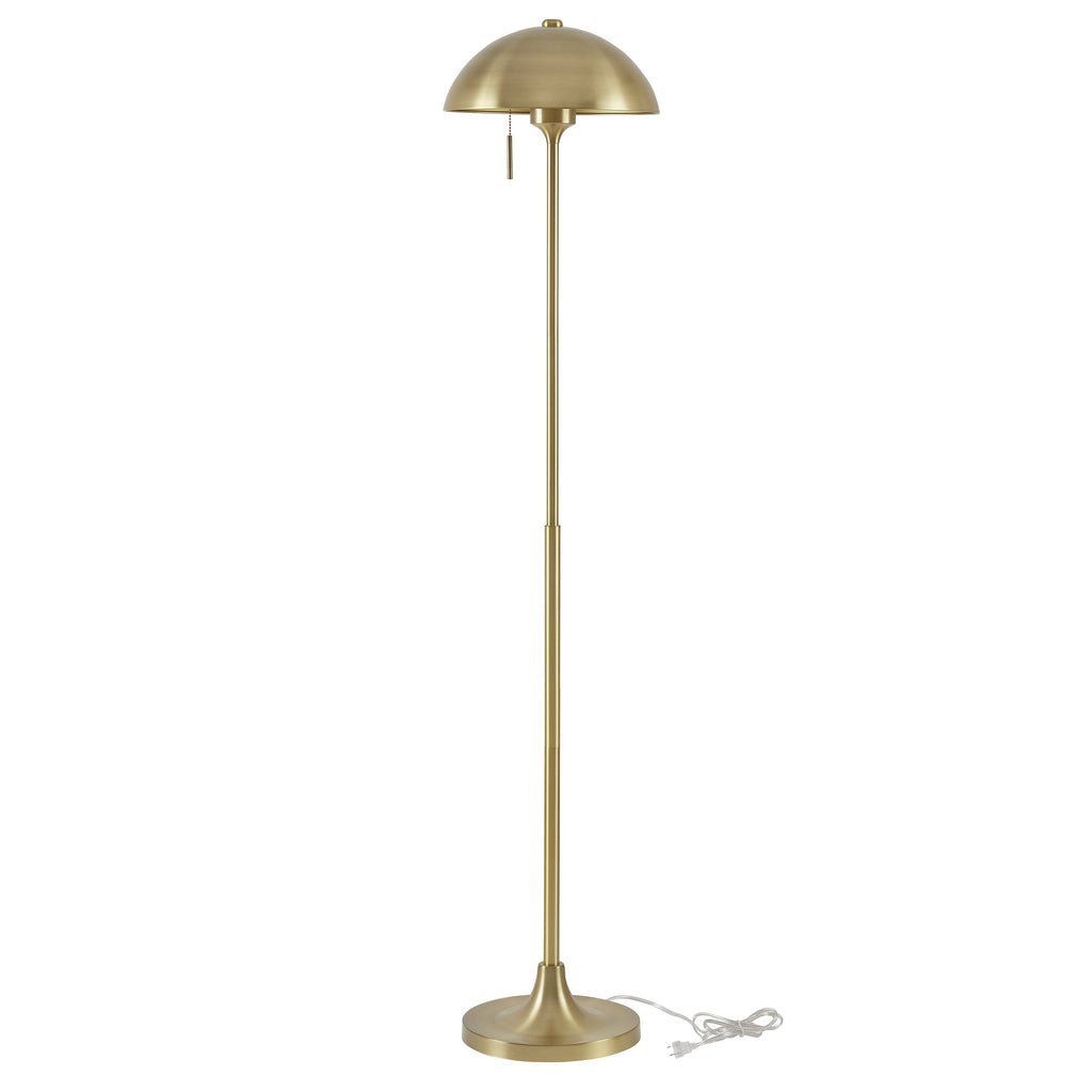 AVERO™ 62" Modern Pull-chain Brass Floor Lamp with Brass Dome Shade - AVERO™