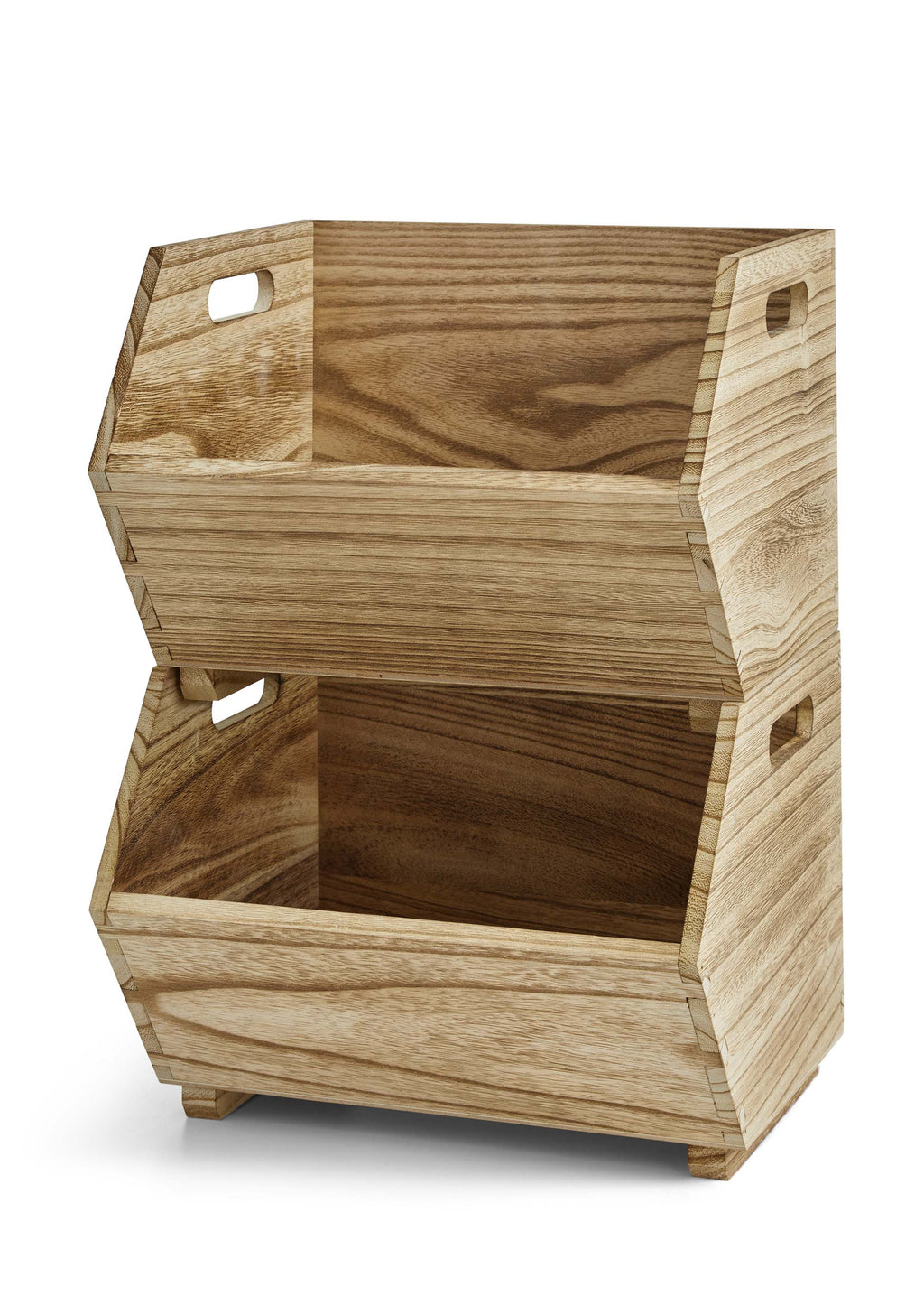 AVERO™ 2-Piece Set Natural Wood Stacking Open Front Decorative Storage Bins, 11 in x 16.5 in x 10 in - AVERO™