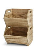 AVERO™ 2-Piece Set Natural Wood Stacking Open Front Decorative Storage Bins, 11 in x 16.5 in x 10 in - AVERO™