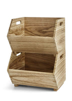 AVERO™ 2-Piece Set Natural Wood Stacking Open Front Decorative Storage Bins, 11 in x 16.5 in x 10 in - AVERO™
