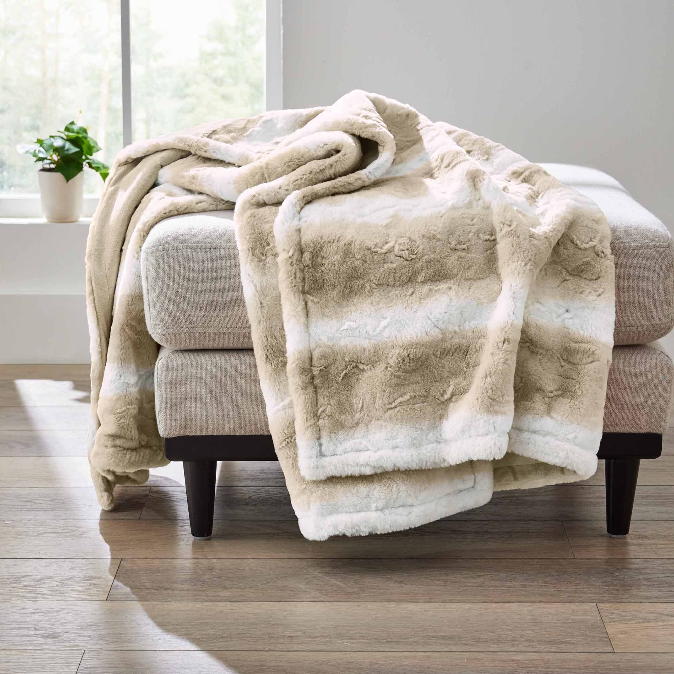 AVERO™ Almond Biscuit Ombre Faux Fur Throw, 50 in x 72 in - AVERO™
