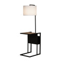 AVERO™ 54" Matte Black Metal Floor Lamp with Faux Wood Table and Magazine Rack - AVERO™