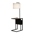 AVERO™ 54" Matte Black Metal Floor Lamp with Faux Wood Table and Magazine Rack - AVERO™