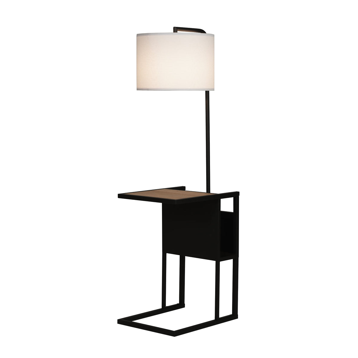 AVERO™ 54" Matte Black Metal Floor Lamp with Faux Wood Table and Magazine Rack - AVERO™