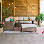 AVERO™ Brookbury 4-Piece Outdoor Wicker Patio Sectional Dining Set, Beige Cushions - AVERO™