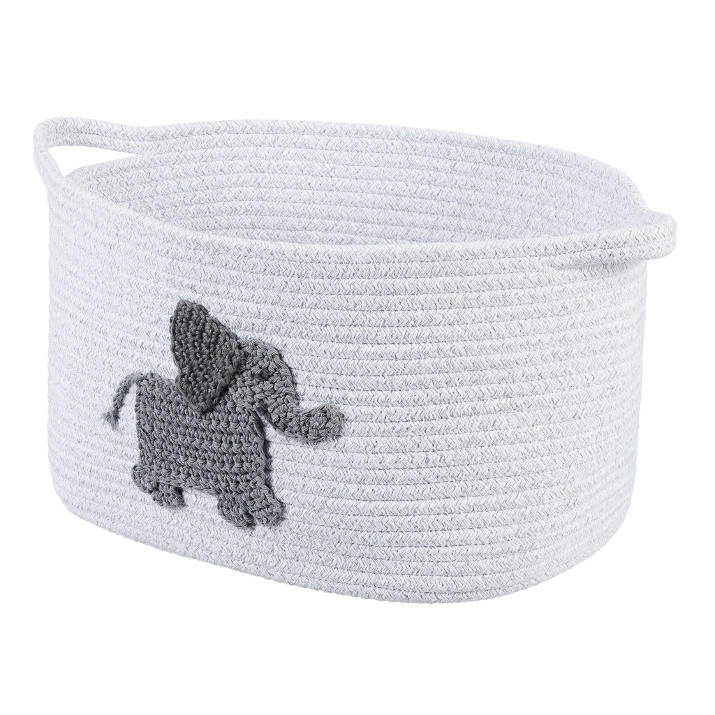 AVERO™ Cotton Rope Rectangle Tote Bin, Elephant Crochet - AVERO™