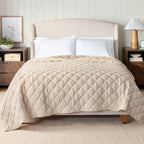 AVERO™ Papyrus Beige Diamond Cotton Gauze Quilt, King - Breathable Cotton Bedding - AVERO™