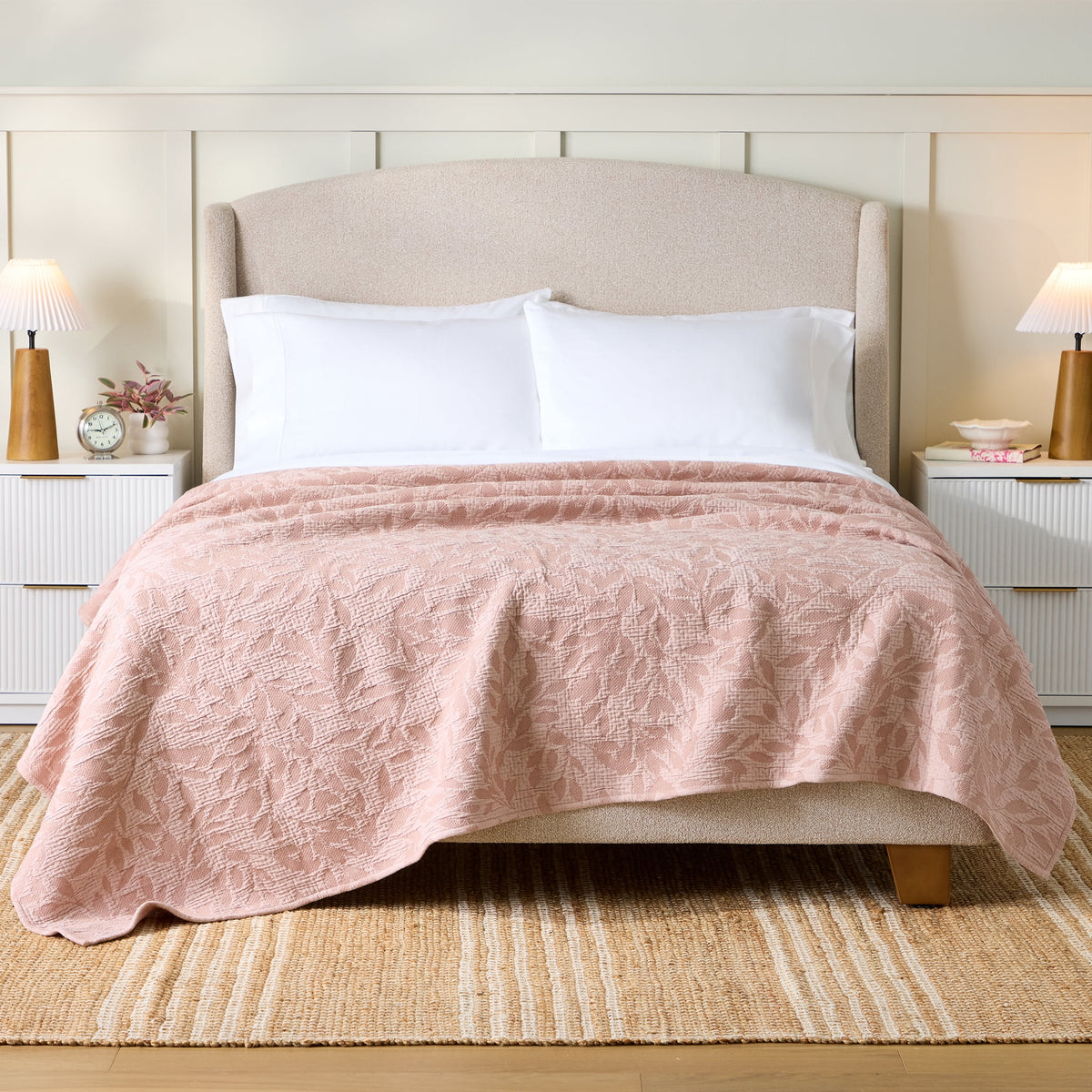 AVERO™ Antique Blush Botanical Double Cloth Cotton Quilt, Full/Queen - AVERO™
