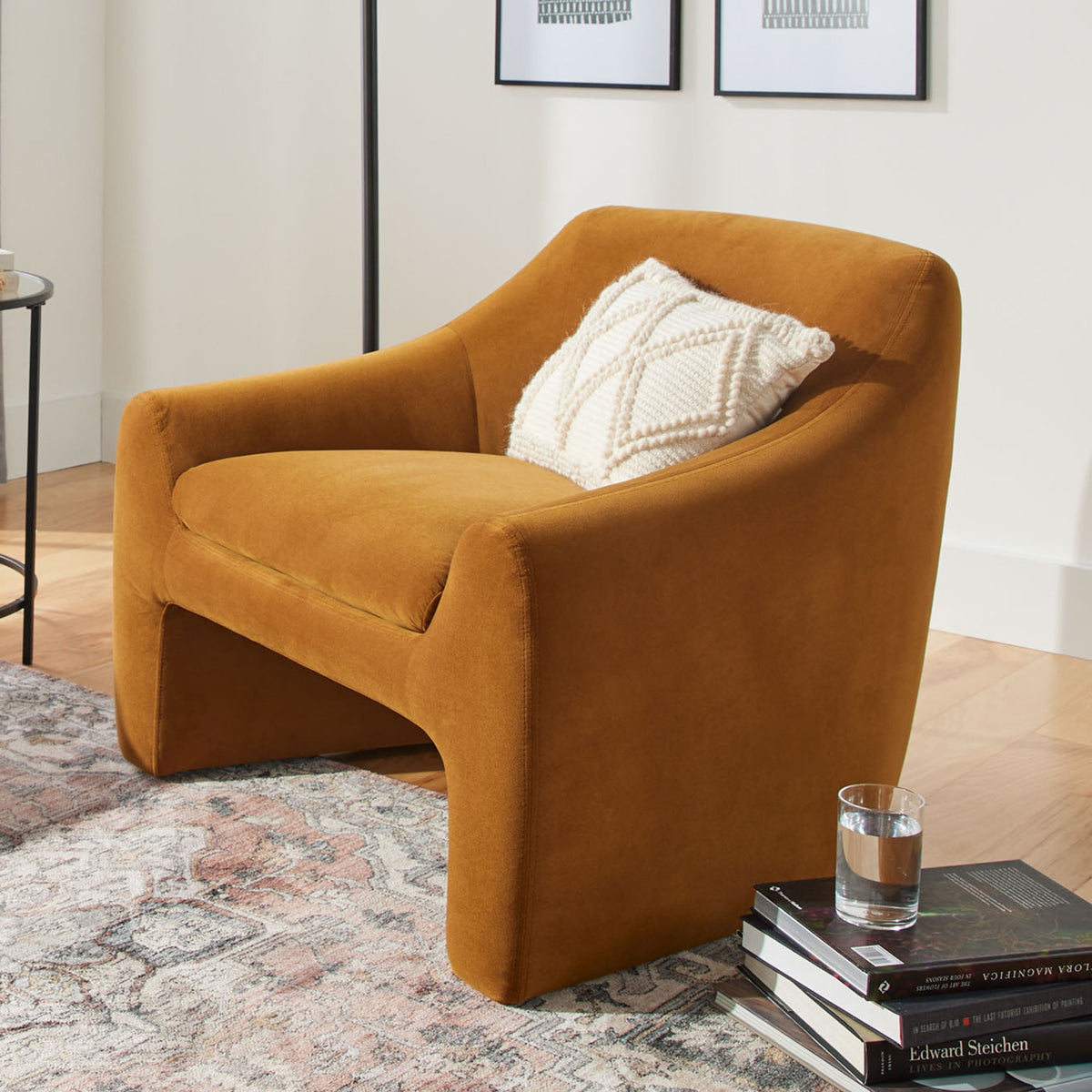 AVERO™ Emerson Curvy Accent Chair, Ochre Velvet - AVERO™