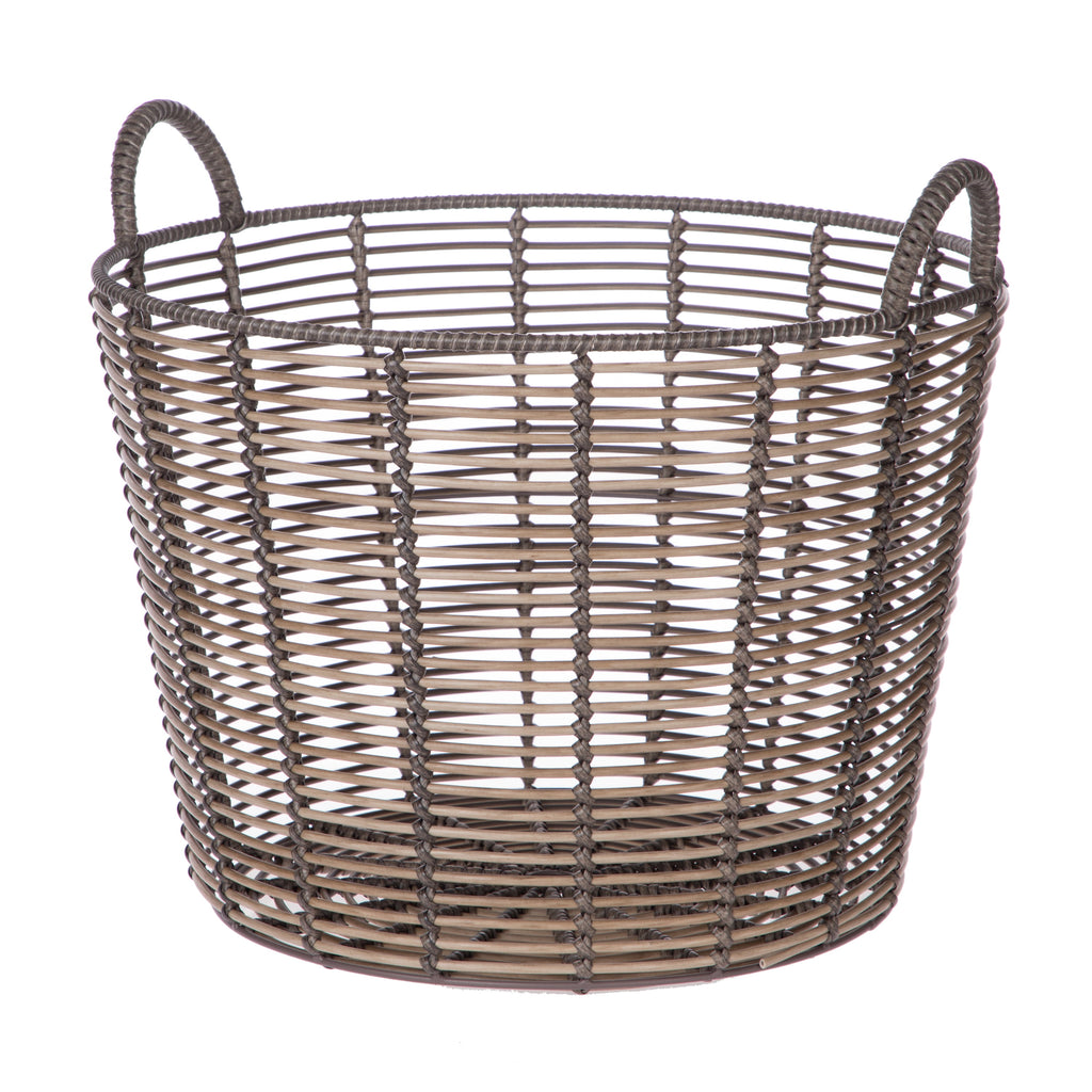 AVERO™ Round Poly Rattan Decorative Storage Basket with Handles, 18.7 in x 16.14 in - AVERO™