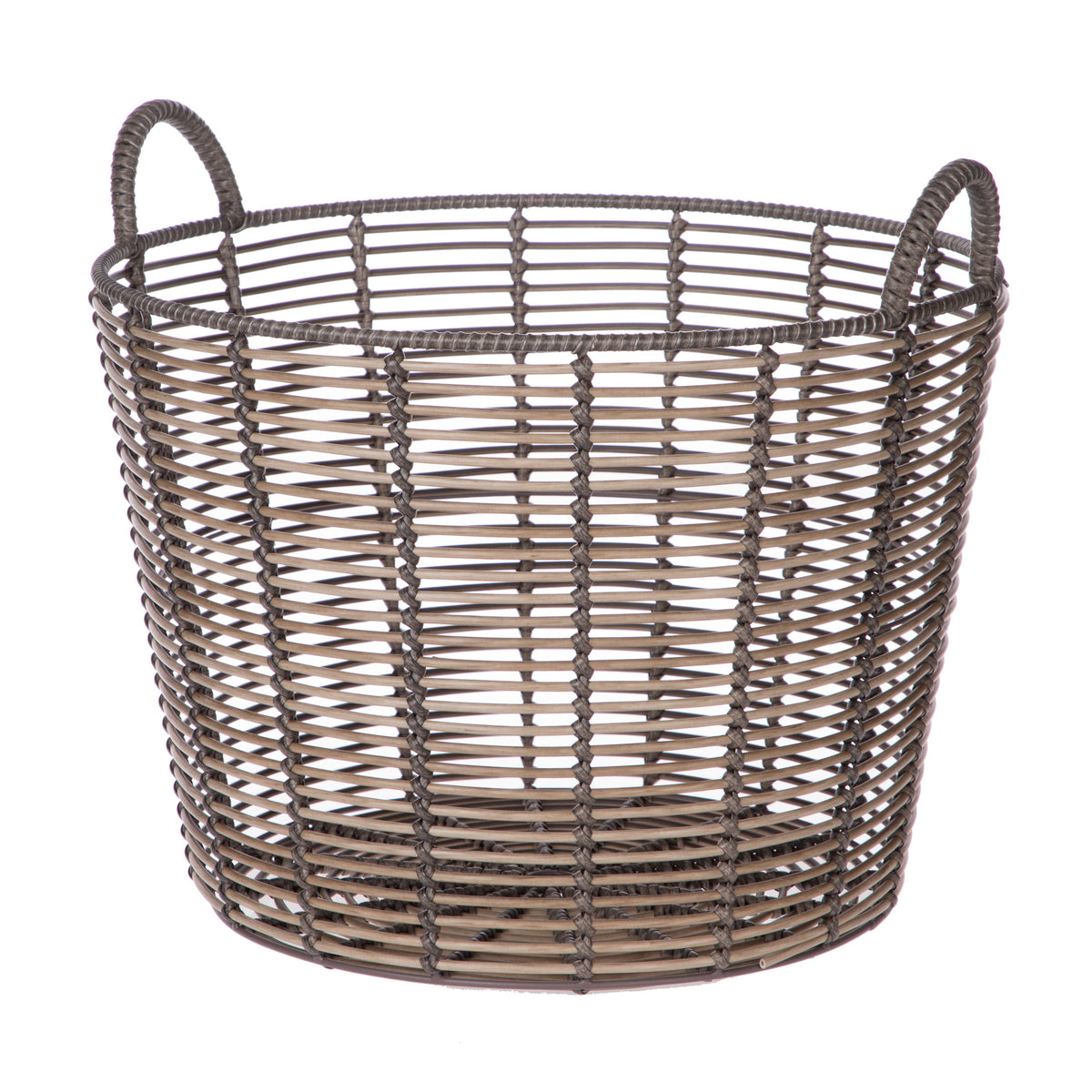 AVERO™ Round Poly Rattan Decorative Storage Basket with Handles, 18.7 in x 16.14 in - AVERO™