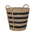 AVERO™ Extra Large Striped Seagrass Decorative Storage Basket with Handles, 17 in x 18 in - AVERO™
