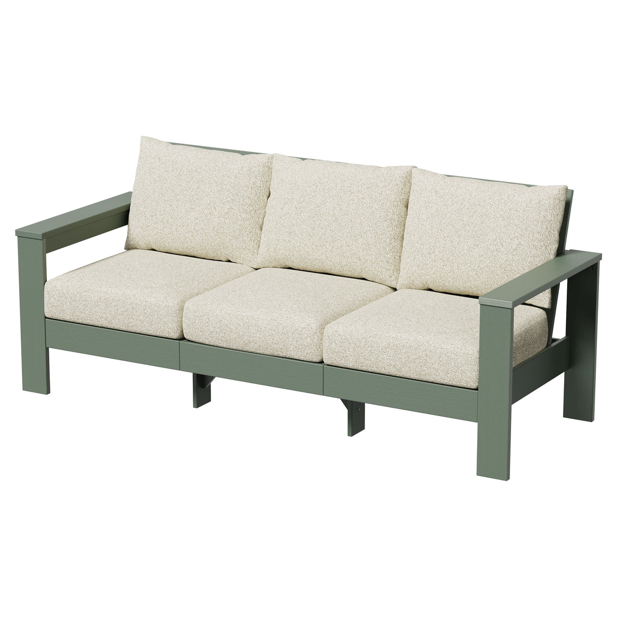 AVERO™ Ezra 4-Piece Outdoor HDPE Conversation Set, White with Neutral Palm Cushions