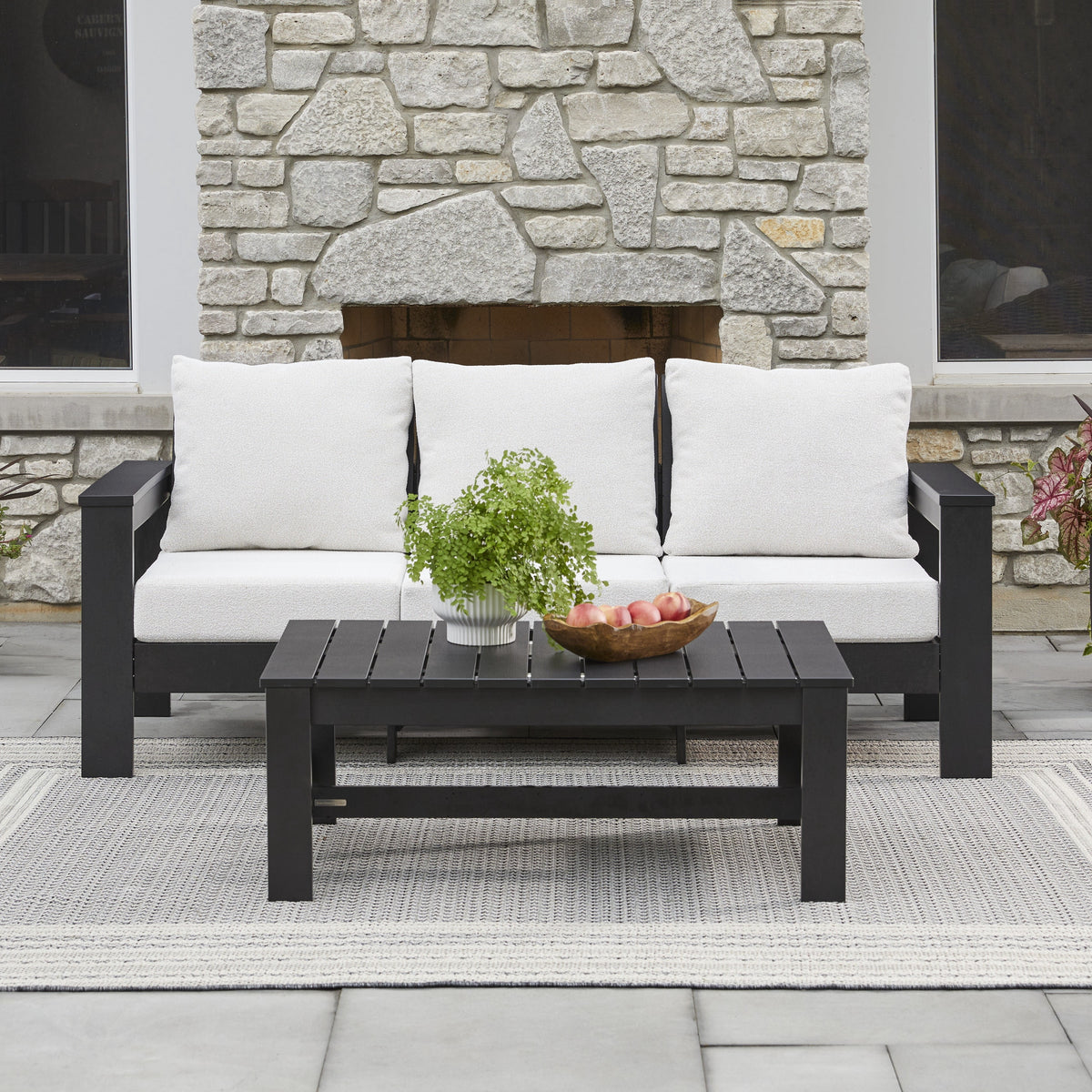 AVERO™ Ezra Outdoor Sofa, Black Frame with Gray Cushions