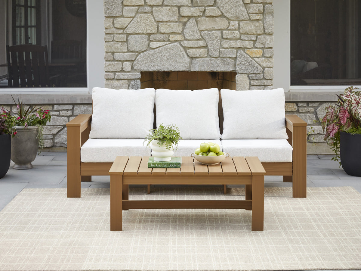 AVERO™ Ezra Outdoor Sofa, Black Frame with Gray Cushions